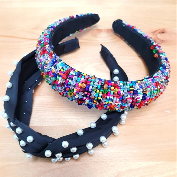 2 BEADED HEADBANDS | Excellent Quality Amazon.com : FROG SAC 2 Beaded Headbands for Women, Pink  main image 4